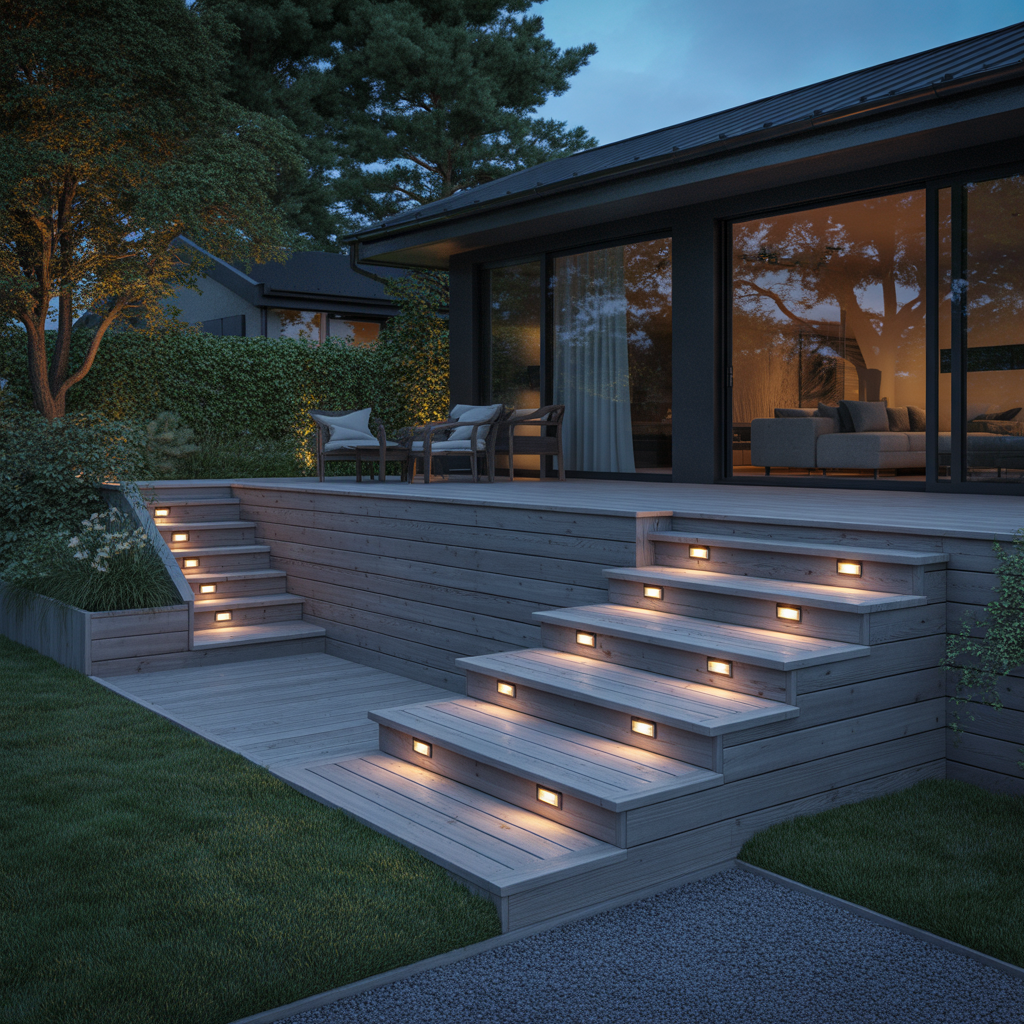 11.Hur bygger du en upphojd altan med inbyggd belysning